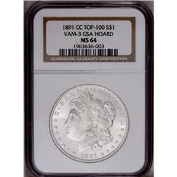 1891-CC S$1 MS64 NGC. Ex: GSA Hoard. VA