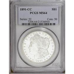 1891-CC S$1 MS64 PCGS. Bright lustrous 