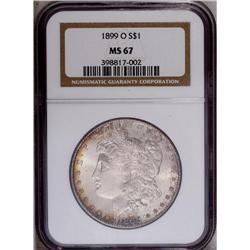 1899-O S$1 MS67 NGC. Fully struck with 