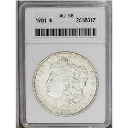 1901 S$1 AU58 ANACS. Hints of subtle ch