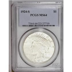 1924-S S$1 MS64 PCGS. Well struck with 