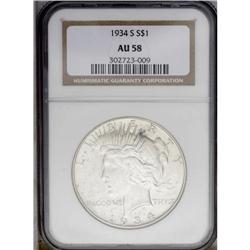 1934-S S$1 AU58 NGC. Lustrous and unton