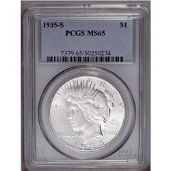 1935-S S$1 MS65 PCGS. Three rays below 