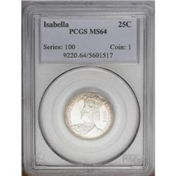 1893 25C Isabella Quarter MS64 PCGS. Wh