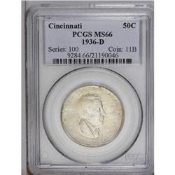 1936-D 50C Cincinnati MS66 PCGS. Faint 