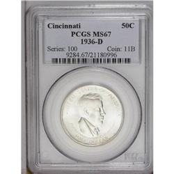 1936-D 50C Cincinnati MS67 PCGS. Colorl
