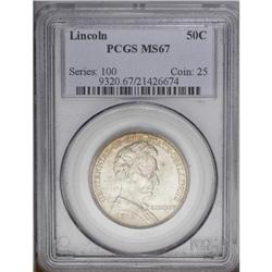 1918 50C Lincoln MS67 PCGS. Bright sati