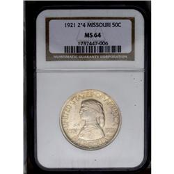 1921 50C Missouri 2x4 MS64 NGC. A lovel