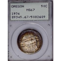 1936 50C Oregon MS67 PCGS. Gunmetal-blu