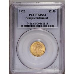 1926 $2 1/2 Sesquicentennial MS64 PCGS.
