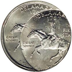 1999-P 25C Delaware Quarter--Double Str