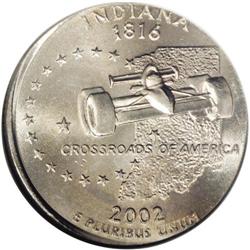 2002-P 25C Indiana Quarter--Struck on a