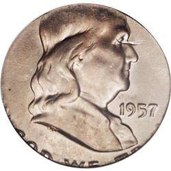 1957 50C Franklin Half--Struck on a Fiv