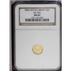 "1854 $1 Liberty Octagonal 1 Dollar, BG-"