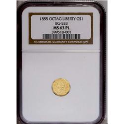 "1855 $1 Liberty Octagonal 1 Dollar, BG-"