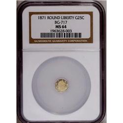 "1871 25C Liberty Octagonal 25 Cents, BG"