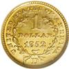 Image 2 : 1852-D G$1 MS63 NGC. Variety 4-F. The D