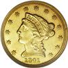 Image 1 : 1841-D $2 1/2 MS63 NGC. Variety 2-D. Th