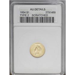 1854 G$1 Type Two--Scratched--ANACS. AU