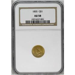 1855 G$1 AU58 NGC. A remarkable Type Tw