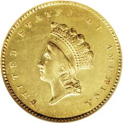 1855 G$1 MS61 NGC. Well struck for this