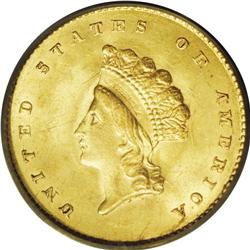 1855 G$1 MS64 PCGS. Booming cartwheel l