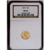 Image 1 : 1857 G$1 MS64 NGC. A bright Choice Mint