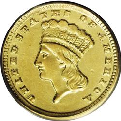 1857-D G$1 AU58 PCGS. Population: 12 in