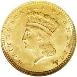 1874 G$1 MS65 NGC. Both sides of this l