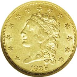 1836 $2 1/2 Block 8 MS61 NGC. Head of 1