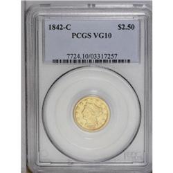 1842-C $2 1/2 VG10 PCGS. Variety 3-B. J