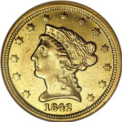 1842-C $2 1/2 --Whizzed--ANACS. AU50 De