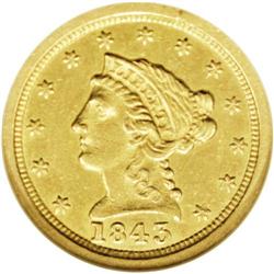 "1843-O $2 1/2 Large Date, Plain 4 AU55 "