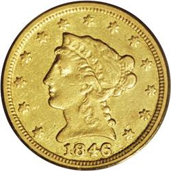1846-C $2 1/2 XF40 PCGS. Variety 7-F. T