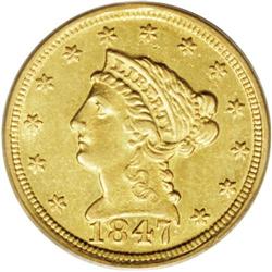 1847-D $2 1/2 AU58 PCGS. One of the mos