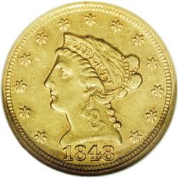 1848-D $2 1/2 AU50 NGC. Variety 10-M. T