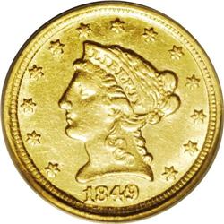 1849-D $2 1/2 --Improperly Cleaned--NCS