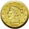 Image 1 : 1849-D $2 1/2 AU55 NGC. Variety 11-M. H