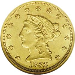 1852-O $2 1/2 AU58 NGC. While not espec