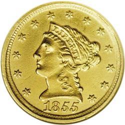 1855-D $2 1/2 --Cleaned--ANACS. AU55 De