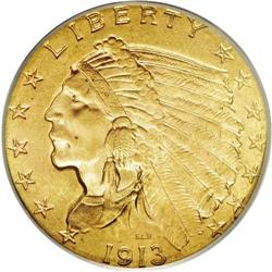 1913 $2 1/2 MS64 PCGS. A splendid near-