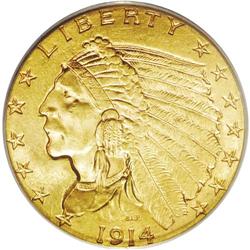1914-D $2 1/2 MS64 PCGS. Frosty luster 
