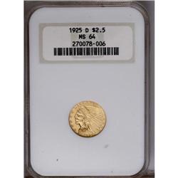 1925-D $2 1/2 MS64 NGC. This lovely str