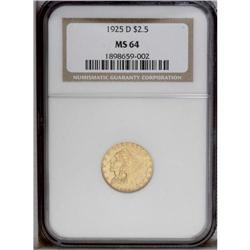 1925-D $2 1/2 MS64 NGC. Boldly struck w
