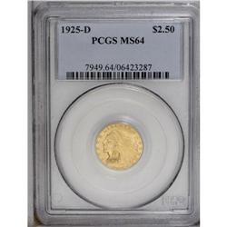 1925-D $2 1/2 MS64 PCGS. Both sides of 