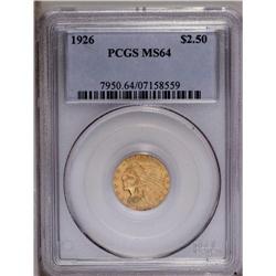 1926 $2 1/2 MS64 PCGS. Well struck with