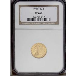 1926 $2 1/2 MS64 NGC. A satiny and care