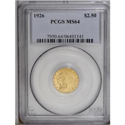 1926 $2 1/2 MS64 PCGS. Boldly struck an