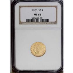  1926 $2 1/2 MS64 NGC. Crisply struck, i 