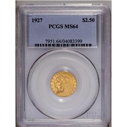 1927 $2 1/2 MS64 PCGS. Good orange colo